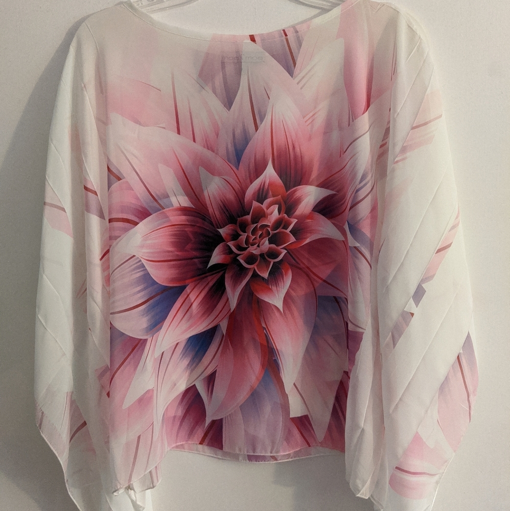 Sheer Flower Poncho Top